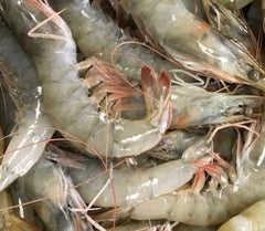 4 lb box of head on shrimp